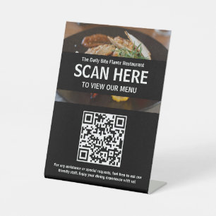 Menü-QR-Code für Café oder Restaurant-Tischschild Sockelschild