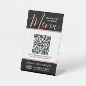 Menü QR Code Generator & Ihr Logo Schwarz & Rosa Sockelschild (Vorderseite)