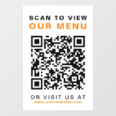 Menü QR Code Restaurant Café Fensteraufkleber (Blatt)