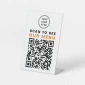 Menü QR Code Restaurant Café Logo Sockelschild (Vorderseite)