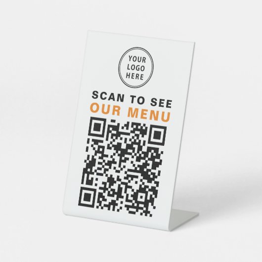 Menü QR Code Restaurant Café Logo Sockelschild (Vorderseite)