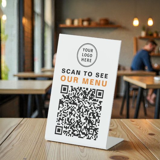 Menü QR Code Restaurant Café Logo Sockelschild