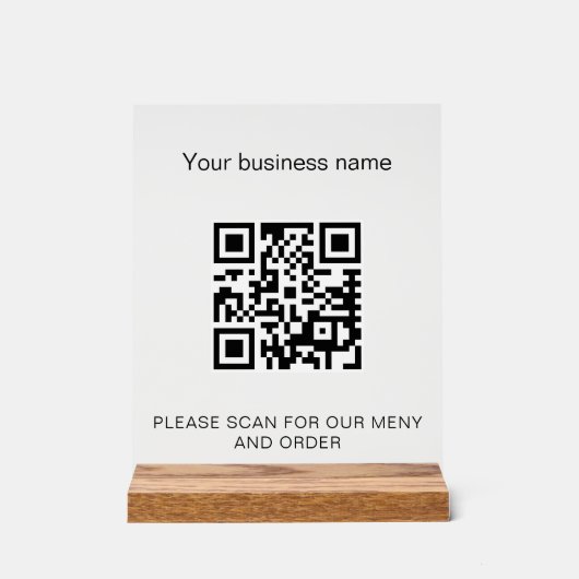 Menü qr code Scan Restaurant Bar Café Acrylschild (Vorderseite)