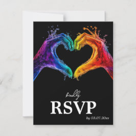 🌈❤️MENU +QR Heart of Pride wedding RSVP Karte