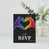 🌈 ❤️ MENU +QR Herz des Stolz Hochzeit RSVP Karte (Stehend Vorderseite)