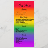 Menü "Rainbow Gay Pride" Menükarte (Vorderseite)