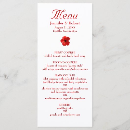 Menü "Red Hibiskus Dinner" Menükarte (Vorderseite)