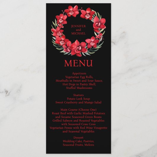Menü "Red Orchids" Menükarte (Vorderseite)