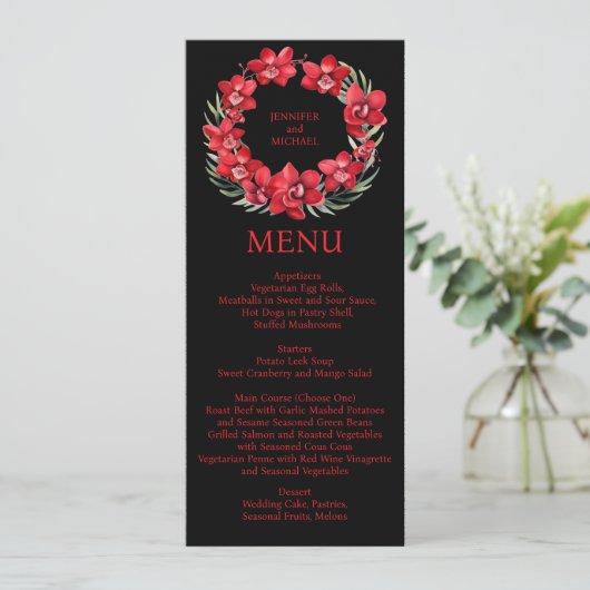 Menü "Red Orchids" Menükarte (Stehend Vorderseite)