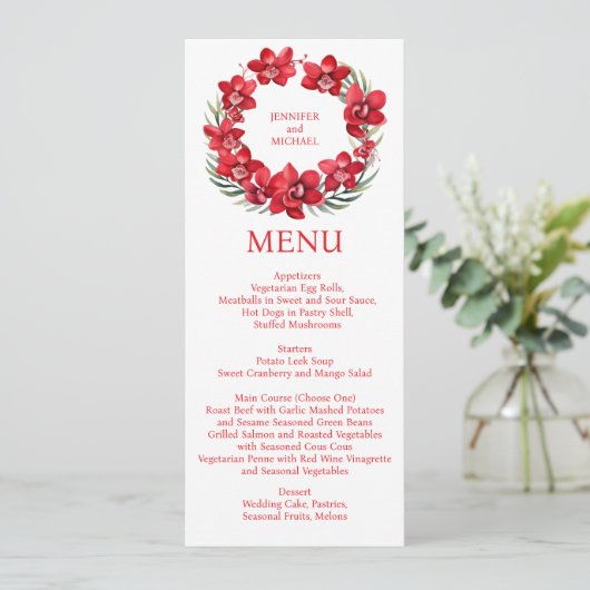 Menü "Red Orchids" Menükarte (Stehend Vorderseite)