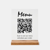 Menü "Restaurant" QR-Code Transparente Prüfung auf Acrylschild (Vorderseite)