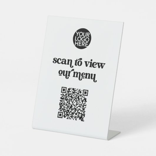 Menü "Retro and Boho Scannable QR Code" mit kontak Sockelschild (Vorderseite)