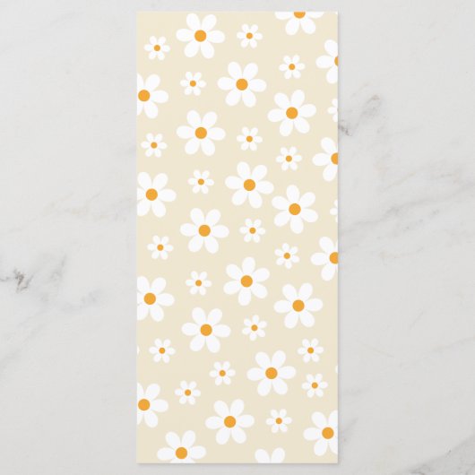 Menü "Retro Daisy Brautparty" Menükarte (Rückseite)