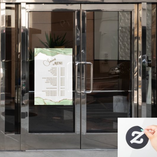 Menü Rosa Blush Agate Services Fensteraufkleber (Büro Tür)