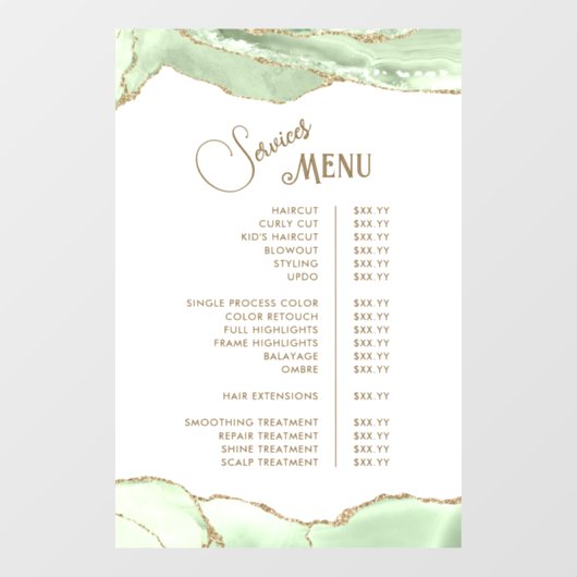 Menü Rosa Blush Agate Services Fensteraufkleber (Blatt)