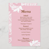 Menü "Rosa Damask Wedding" Menükarte (Vorne/Hinten)