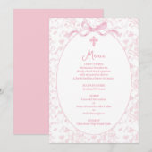 Menü Rosa Toile Einladung (Vorne/Hinten)
