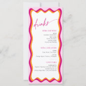 Menü "Rosa und Orange Wavy Border Brautparty" (Rückseite)