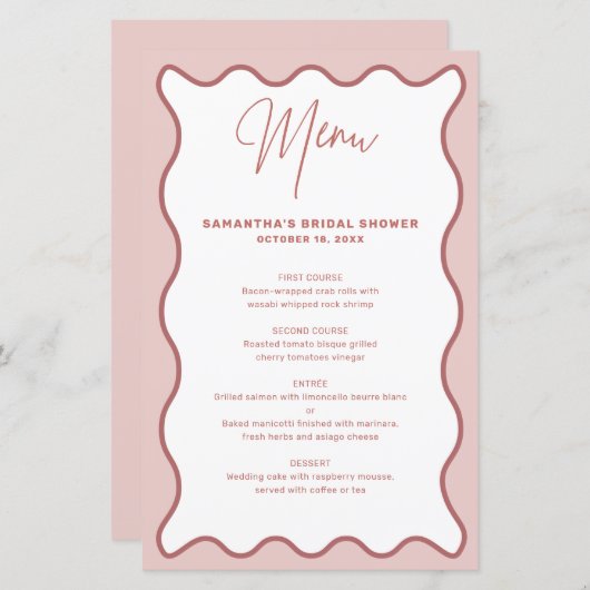 Menü "Rosa und Weiße Grenze" (Vorne/Hinten)