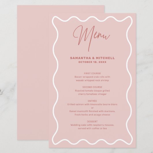 Menü "Rosa und Weiße Grenze" (Vorne/Hinten)