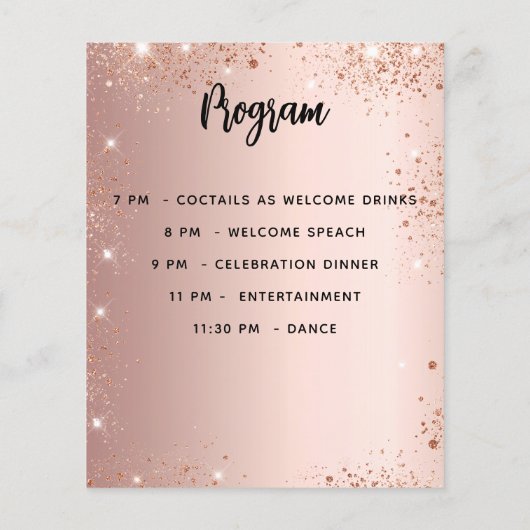 Menü Rose Gold Geburtstagsbudget (Hinten)