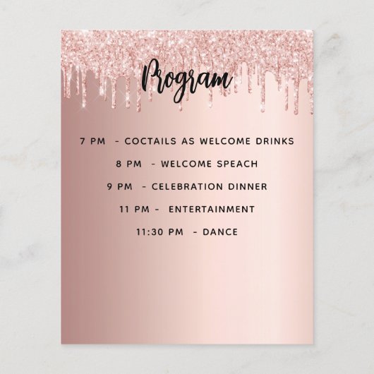 Menü-Rose Gold Geburtstagsparty (Rückseite)