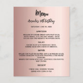 Menü-Rose Gold Geburtstagsparty (Vorderseite)