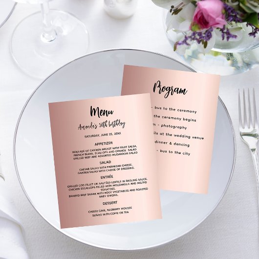 Menü Rose Gold Geburtstagsparty Budget