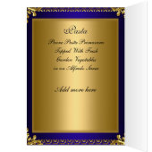 Menü "Royal Blue Gold Table Placement Card" (Innen (Links))