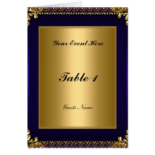 Menü "Royal Blue Gold Table Placement Card" (Vorne)