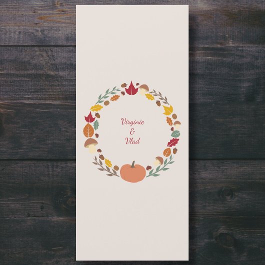 Menü "Rustikal & Hochzeit im Herbst" Menükarte