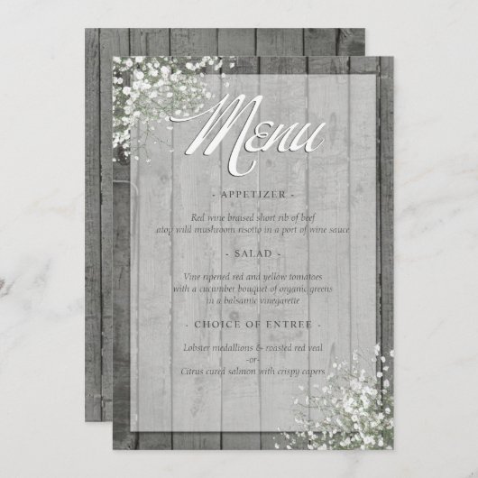 MENÜ RUSTISCHES GIPSKRAUT MENÜKARTE (Vorne/Hinten)