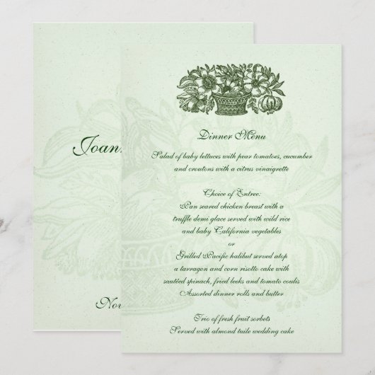 Menü "Sage Classic Blume" Menükarte (Vorne/Hinten)