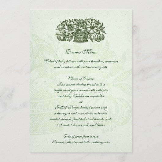 Menü "Sage Classic Blume" Menükarte (Vorderseite)