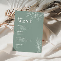 Menü "Sage Green Boho Wedding" mit Blumengrafiken