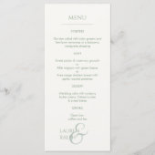 Menü "Sage Green & Ivory Mit Monogramm Wedding" Programm (Vorderseite)