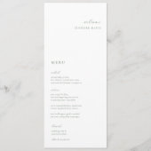 Menü "Sage Green Minimalistisch Wedding Platzkarte Menükarte (Vorderseite)
