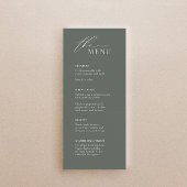 Menü "Sage Green Wedding" mit Gast Name und Skript Menükarte