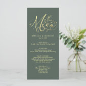Menü "Sage Whimsical Elegante Gold Calligraphy" Menükarte (Stehend Vorderseite)