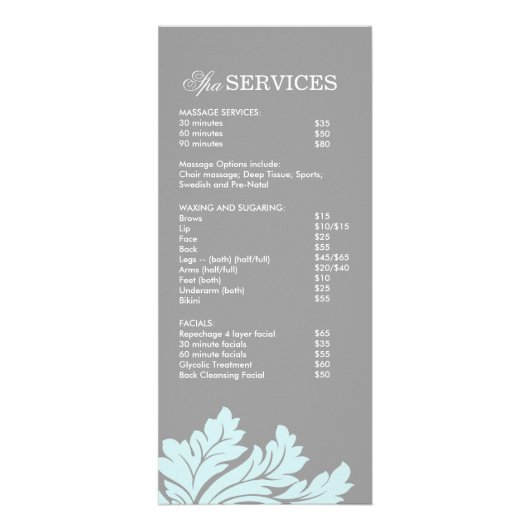 Menü "Salon and Wellness-Center Service" (Hinten)