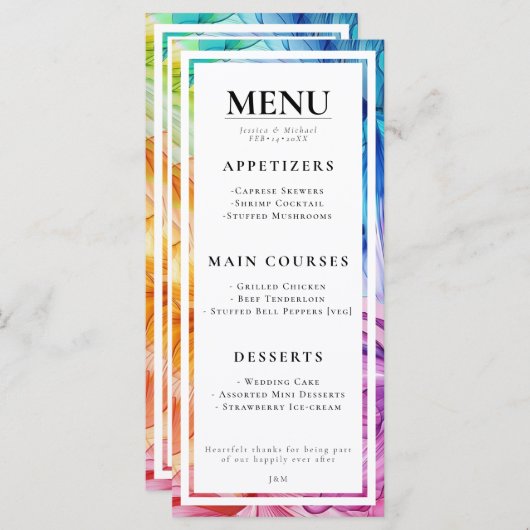 MENU + schöner Text Ethereal Bloom Menükarte (Vorne/Hinten)