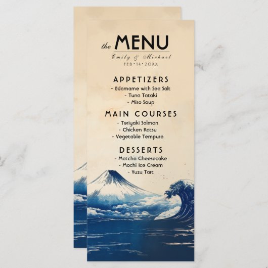 Menü + schöner Text Japonesque Harmonie mit Fuji Menükarte (Vorne/Hinten)