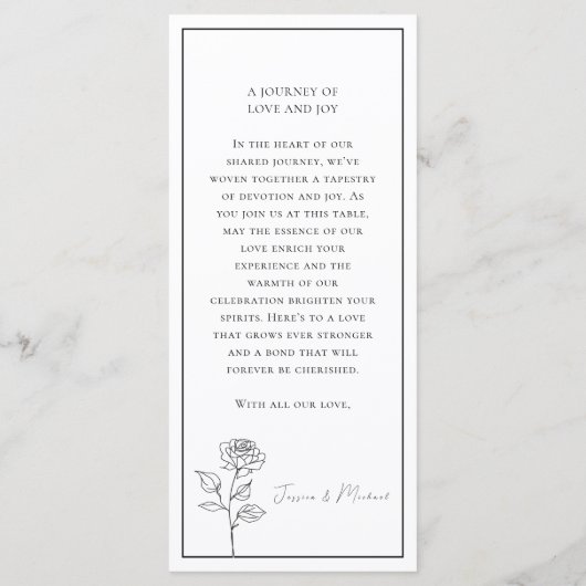 Menü + schöner Text Zeitlos Blühen Menükarte (Rückseite)