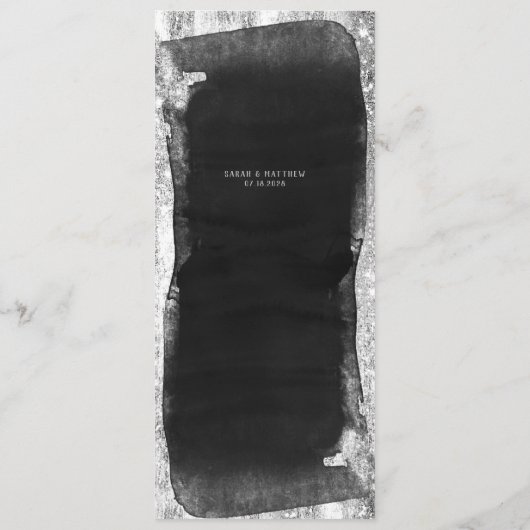 Menü "Schwarz & Silver Script Calligraphy Glam" Menükarte (Rückseite)