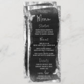 Menü "Schwarz & Silver Script Calligraphy Glam" Menükarte (Vorne/Hinten)