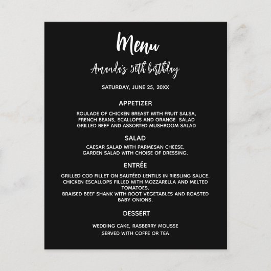 Menü Schwarz-weiß (Vorderseite)