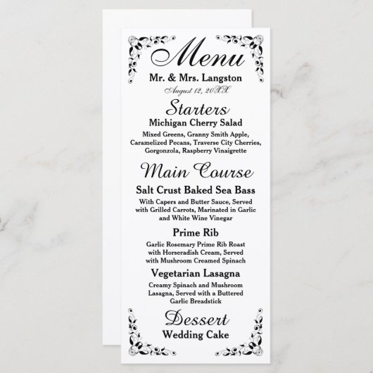 Menü "Schwarz-Weiß-Empfang" Menükarte (Vorne/Hinten)