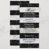 Menü Schwarz/Weiß Marmor Hochzeitskarte Einladung (Vorne/Hinten)