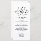 Menü "Schwarz-Weiß-Weißkalligrafie" Menükarte (Vorne/Hinten)