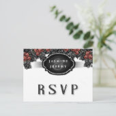 MENÜ Schwarz-weiße Rote Rose Halloween Matching UA Einladungspostkarte (Stehend Vorderseite)